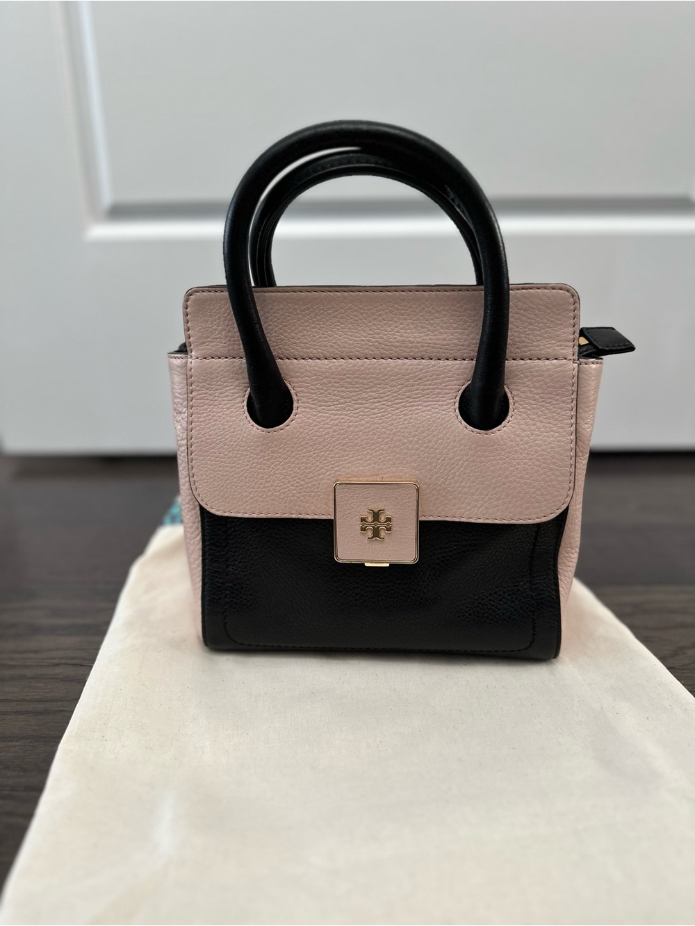 Tory Burch Black & Blush Two-Tone Leather Satchel